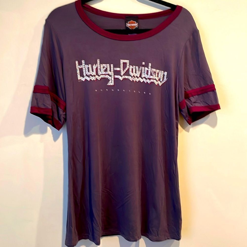 Women's Harley-Davidson Motor Cycles Short Sleeve Bling Top Size XL